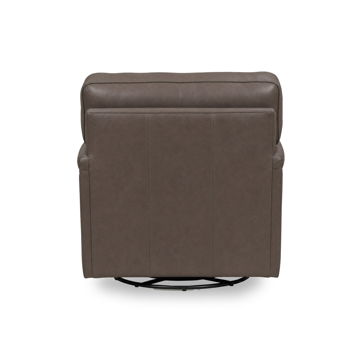 Back view of Warren Chocolate Feather Blend Leather Swivel Chair