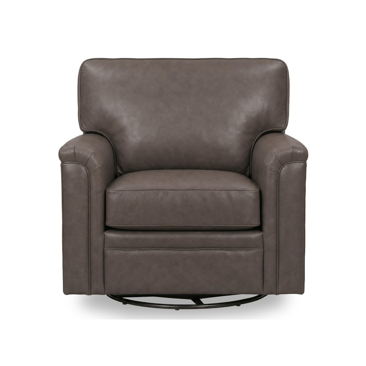 Warren Chocolate Feather Blend Leather Swivel Chair QK1104337