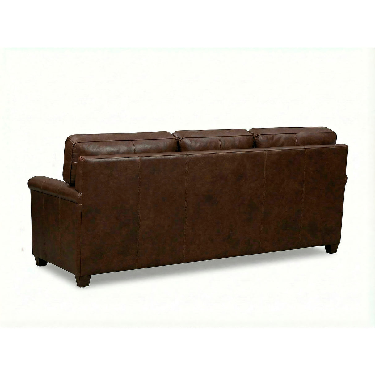Back view of Warren Chocolate Feather Blend Leather Queen Sofa Sleeper