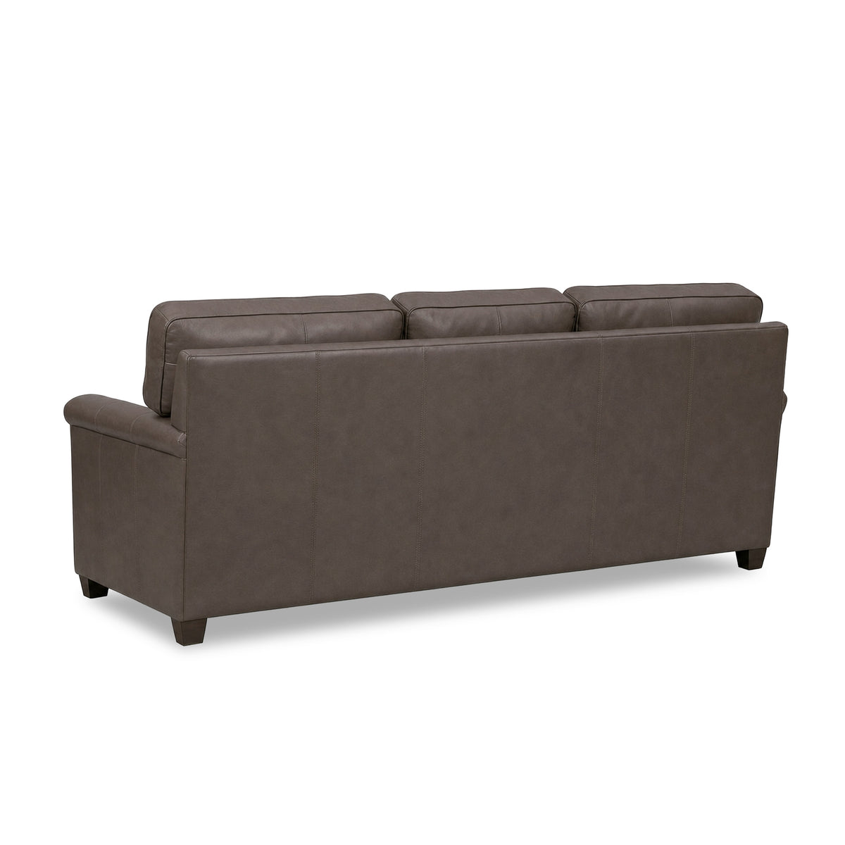 Back view of Warren Chocolate Feather Blend Leather Queen Sofa Sleeper