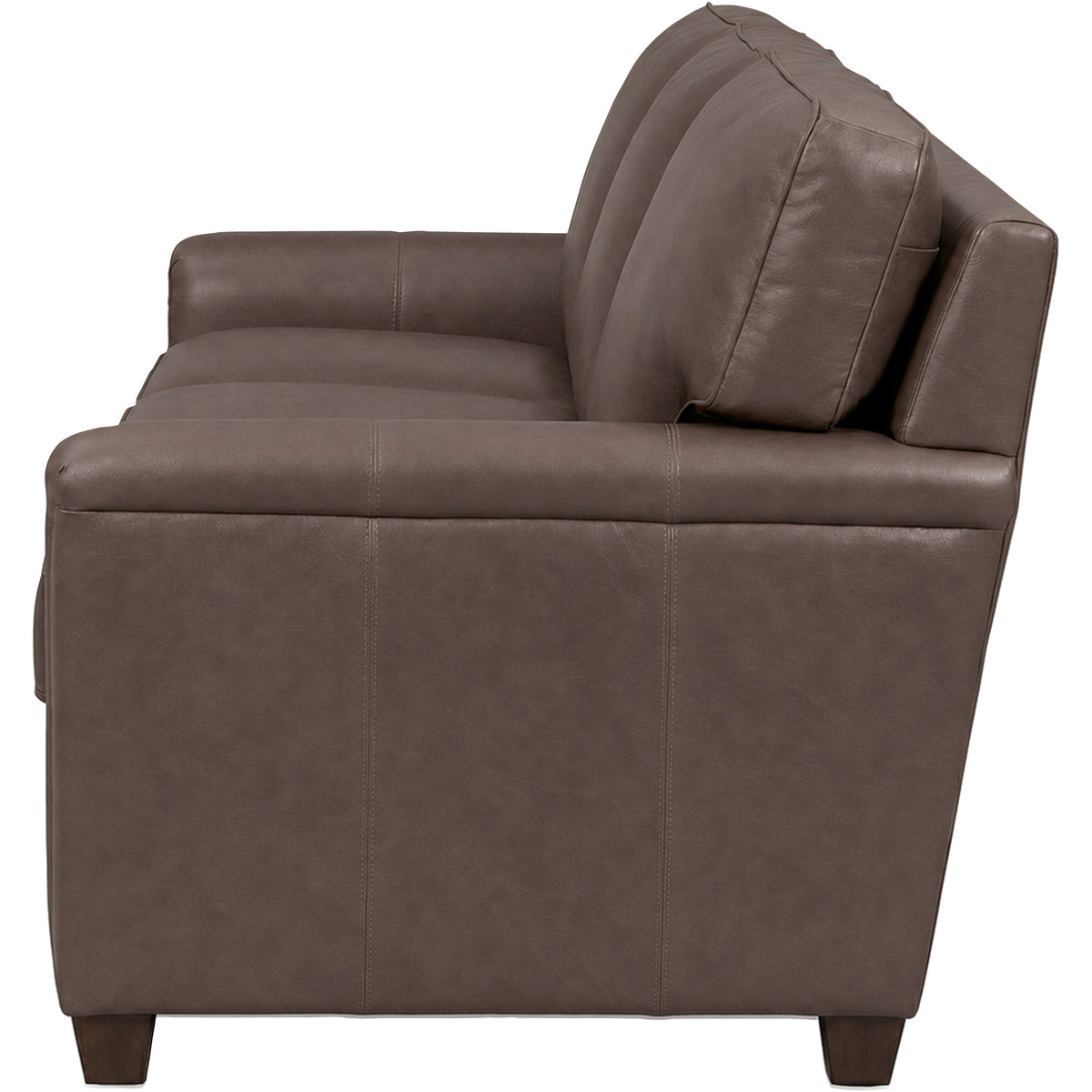 Side view of Warren Chocolate Feather Blend Leather Queen Sofa Sleeper