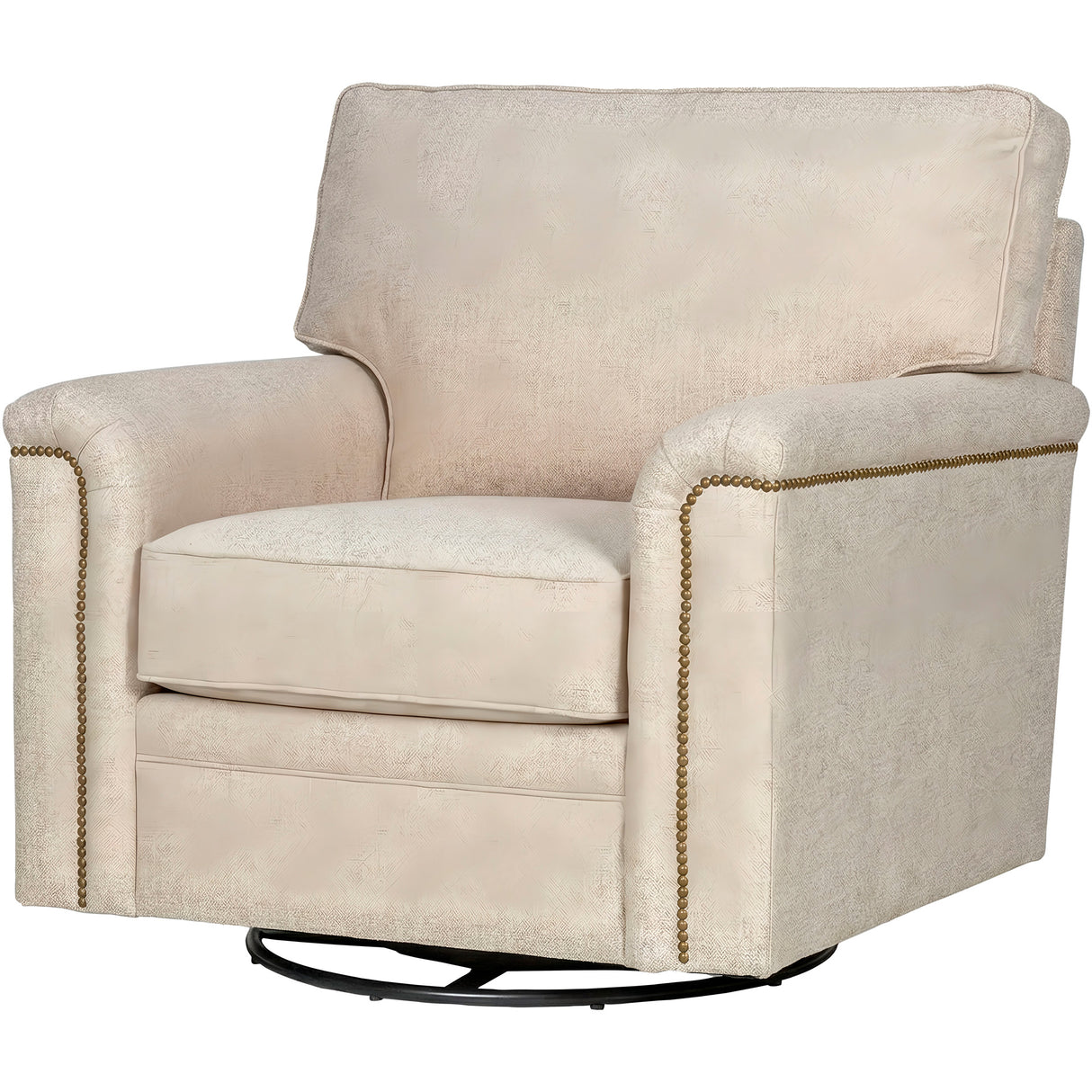 Front right view of Warren Twine Nail Head Swivel Chair