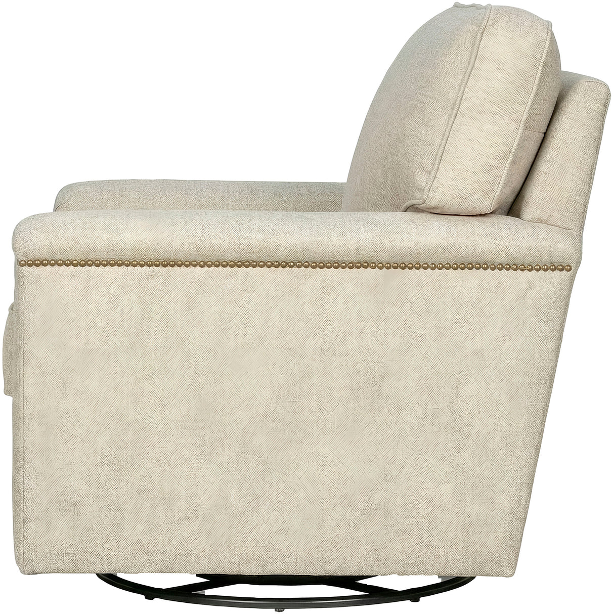 Side view of Warren Twine Nail Head Swivel Chair