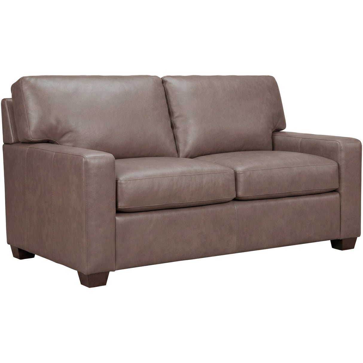 Front right view of Merritt Carbone Feather Blend Leather Loveseat