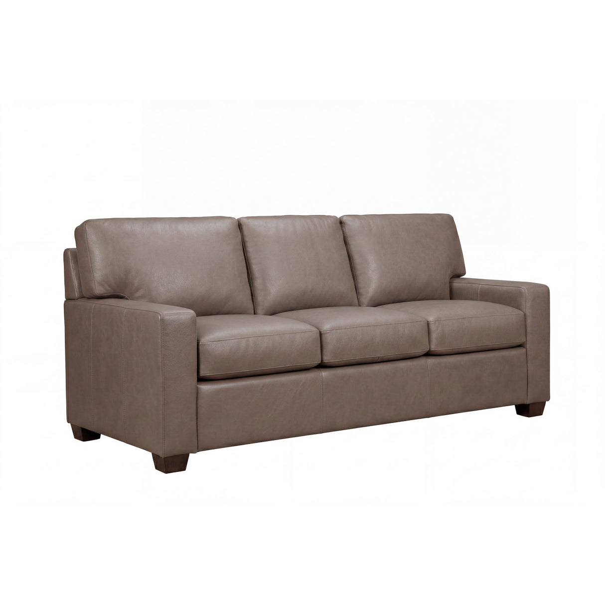 Front right view of Merritt Carbone Feather Blend Leather Queen Sofa Sleeper