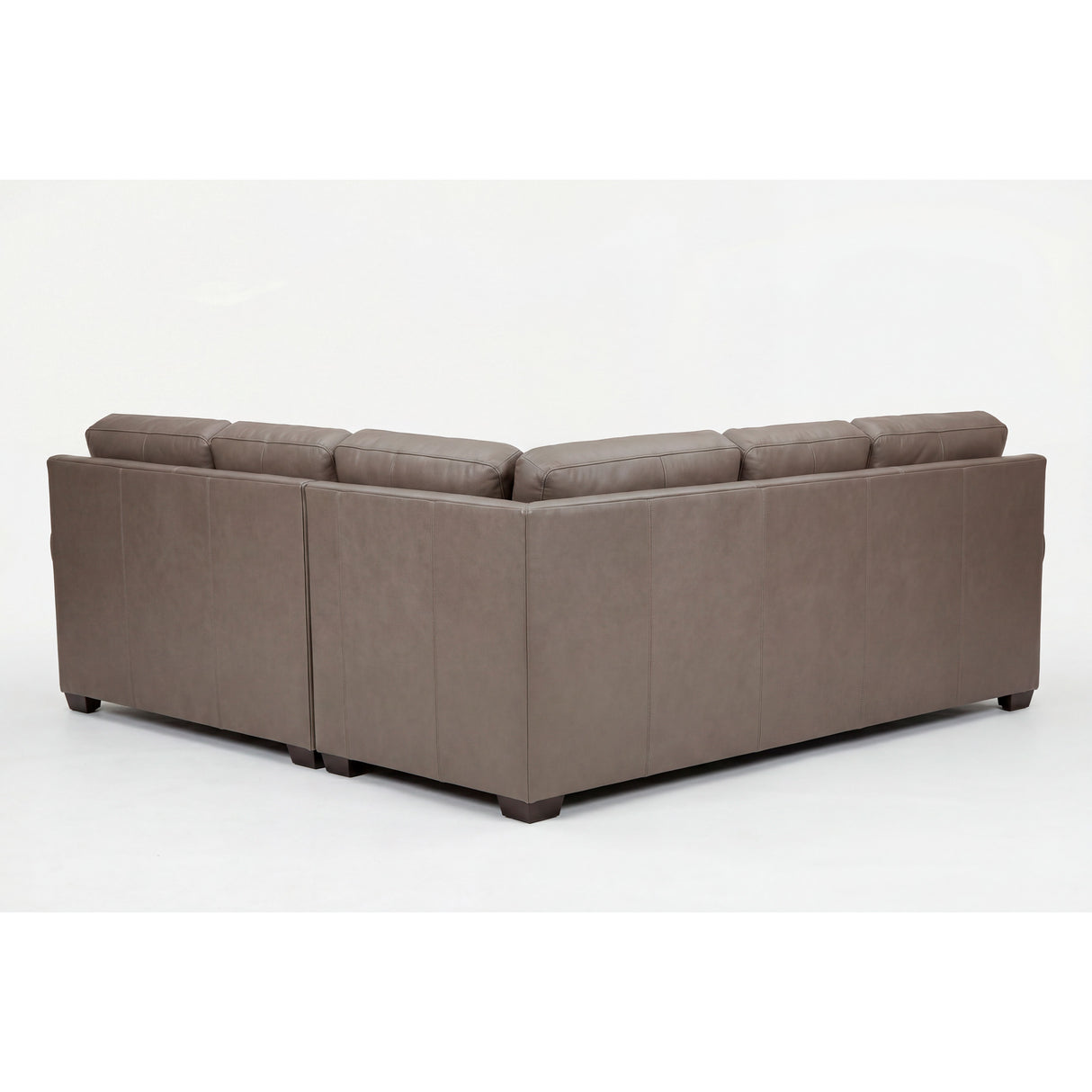 Back view of Merritt Carbone 3 Piece Feather Blend Leather Right Chaise Sectional