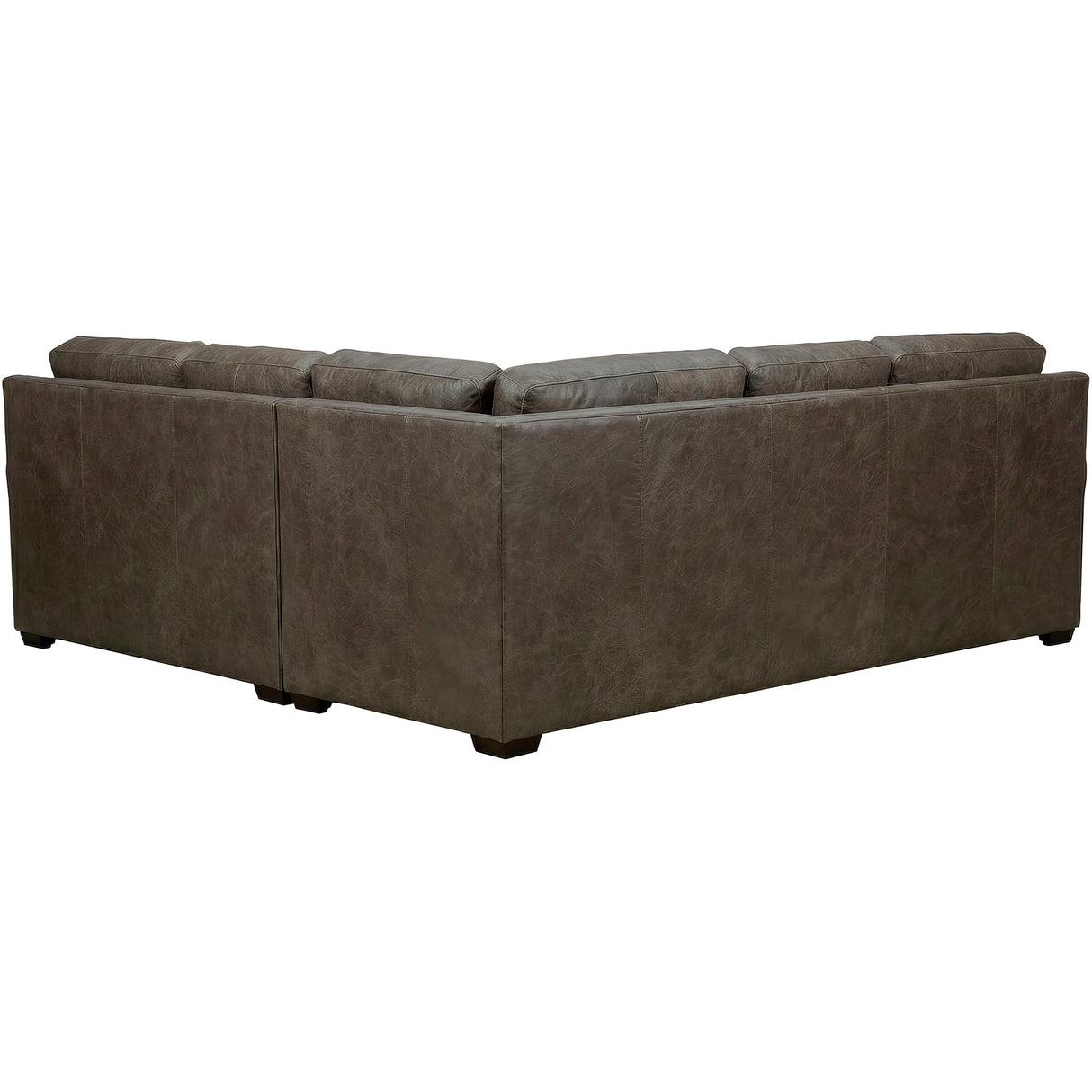 Back view of Merritt Carbone 3 Piece Feather Blend Leather Right Chaise Sectional