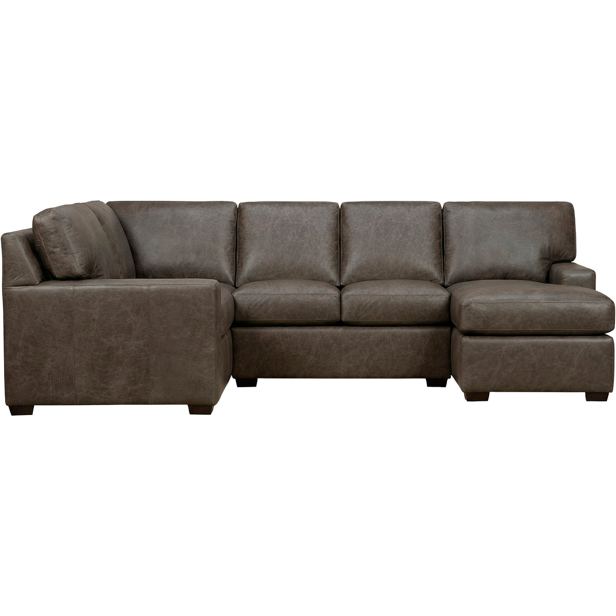 Merritt Carbone 3 Piece Feather Blend Leather Right Chaise Sectional QK1104438
