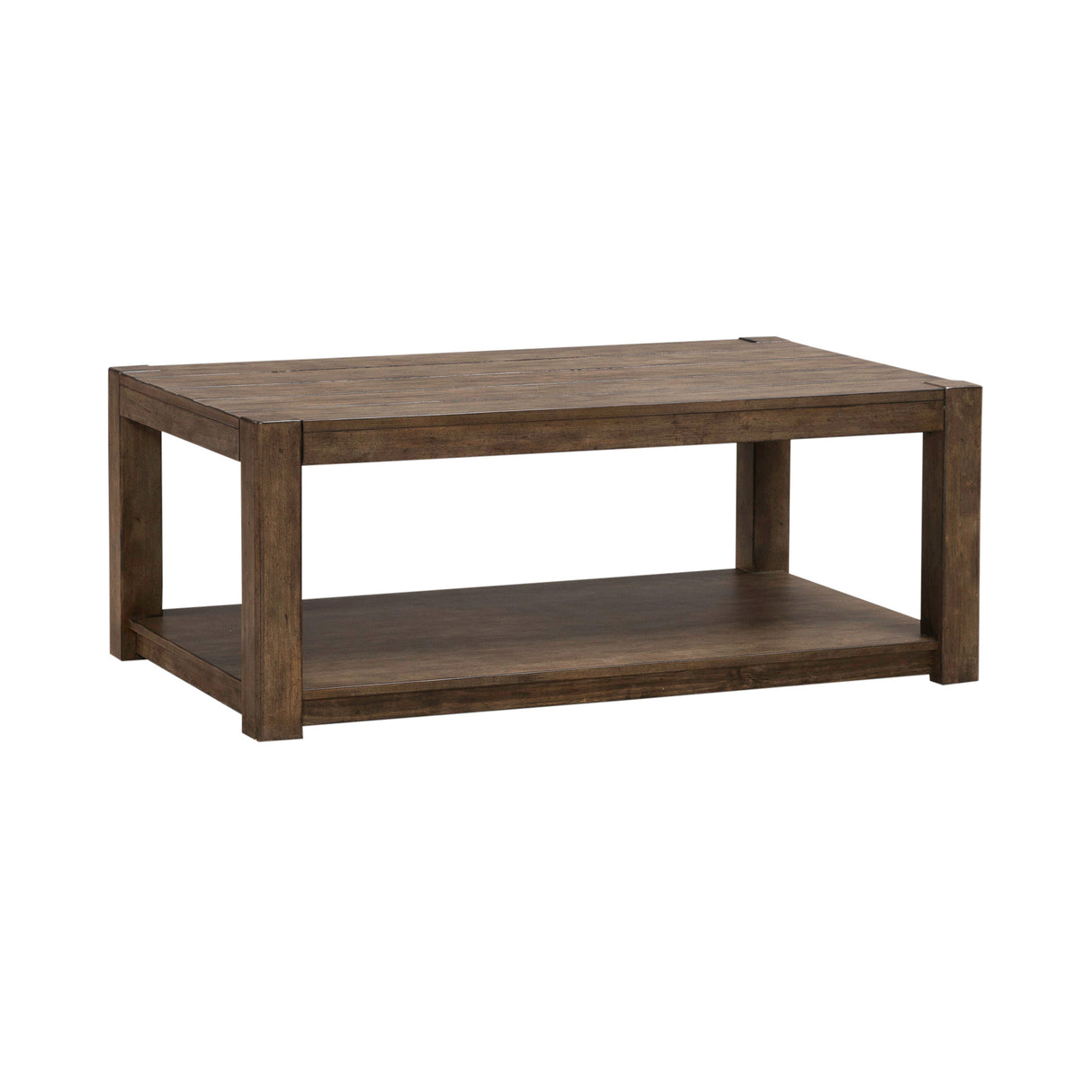 Front left view of Broadmore Cobblestone Brown Rectangular Cocktail Table