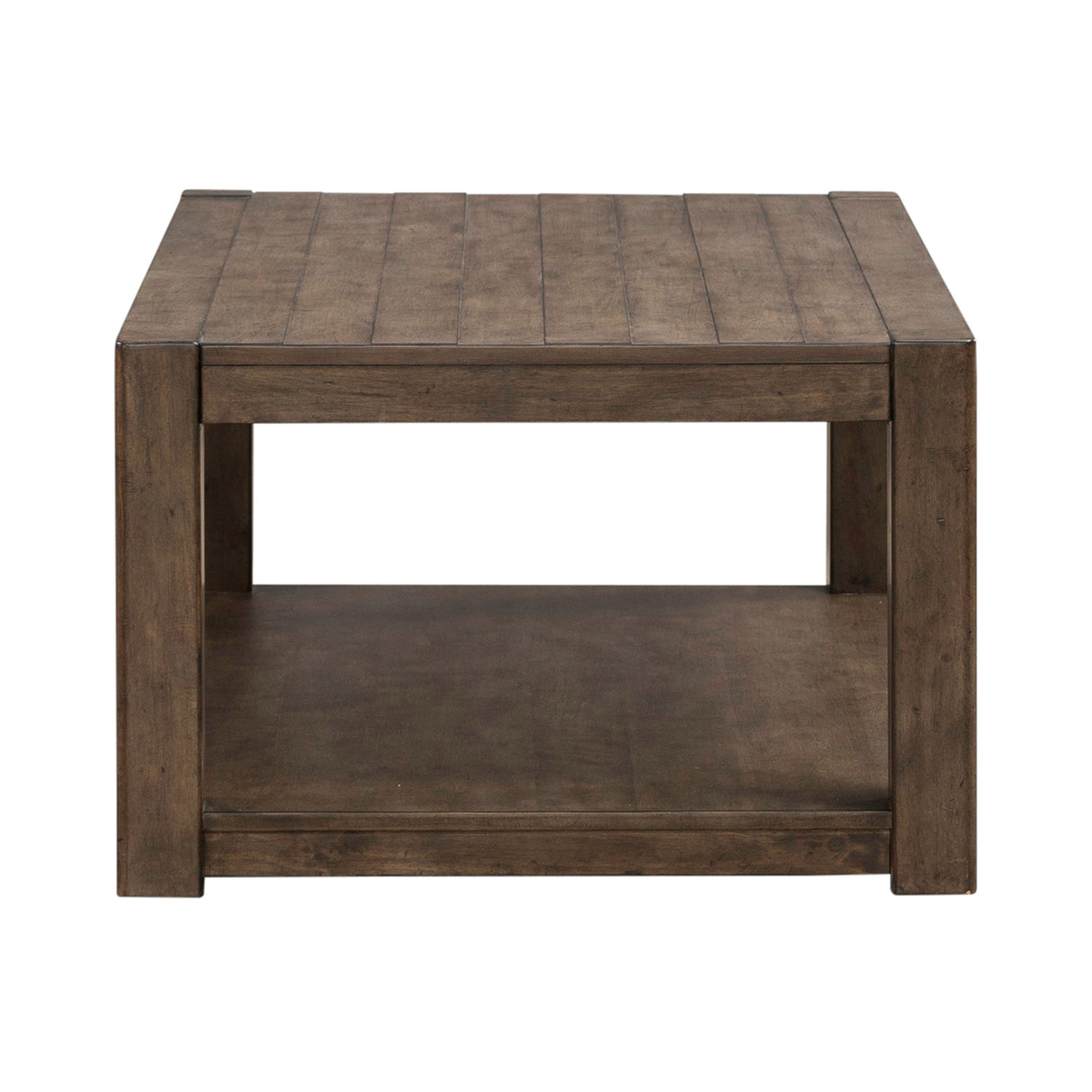 Side view of Broadmore Cobblestone Brown Rectangular Cocktail Table