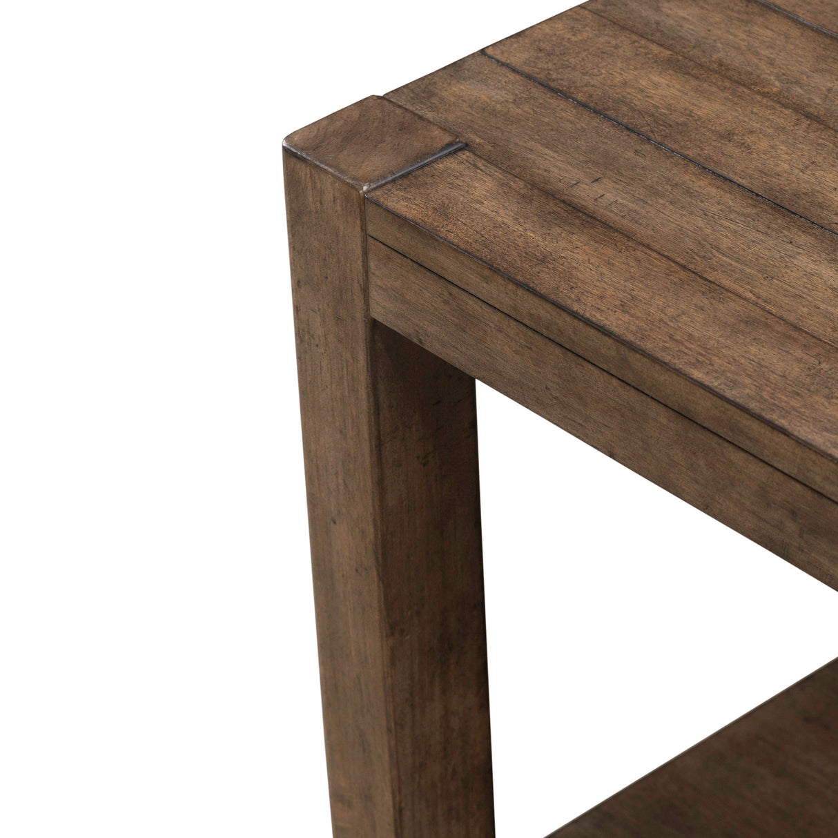 Detail view of Broadmore Cobblestone Brown Square Chairside Table