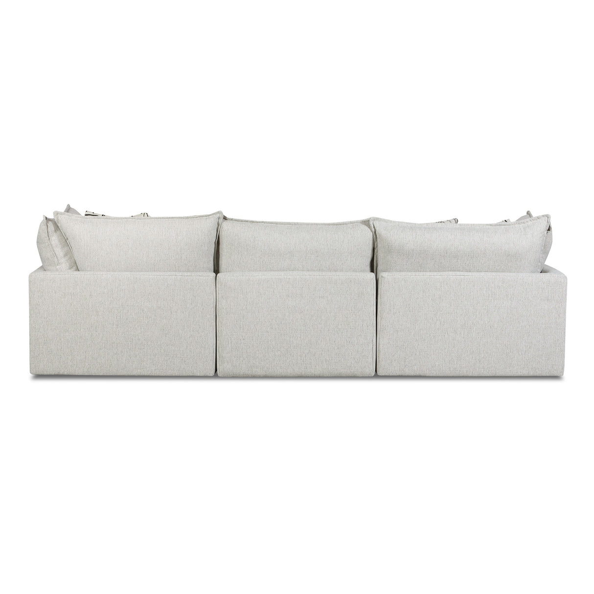 Back view of Floza Pewter 4 Piece Right Armless Chaise Sectional