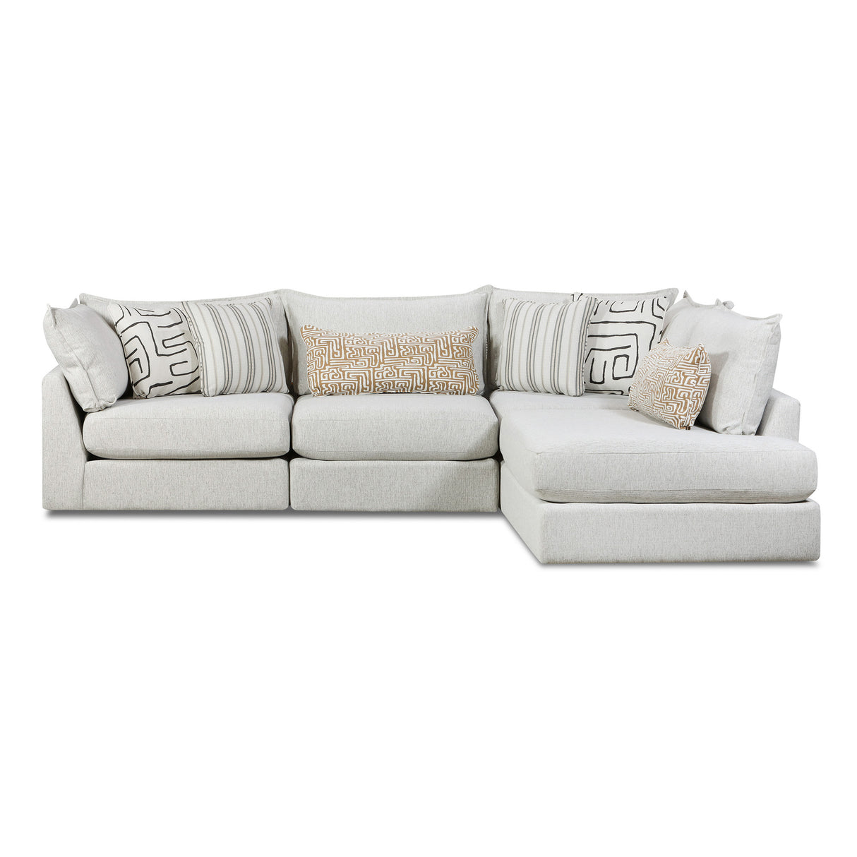 Floza Pewter 4 Piece Right Armless Chaise Sectional QK1104759