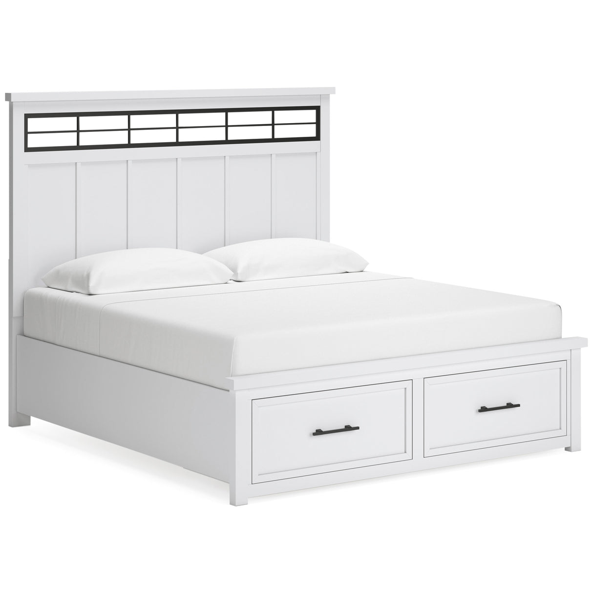 Front right view of Ashbryn White King Storage Bed