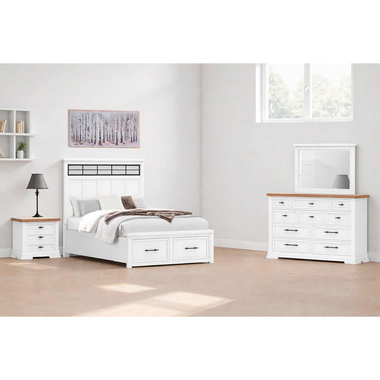 A room setting featuring Ashbryn White Queen 4 Piece Room Group