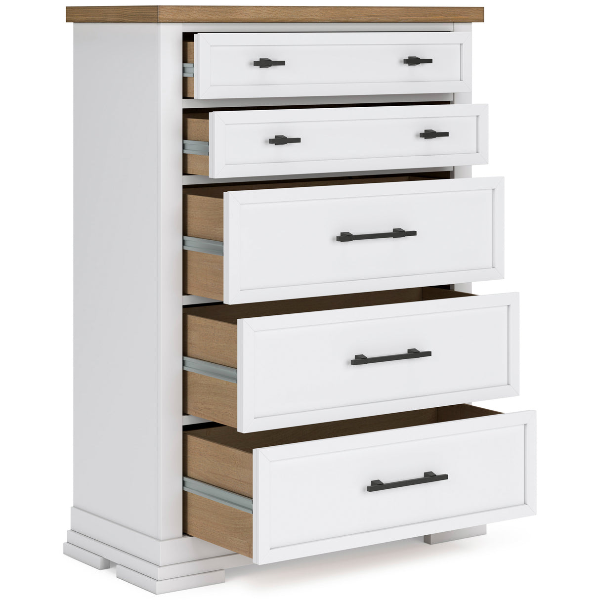 Detail view of Ashbryn White 5 Drawer Chest