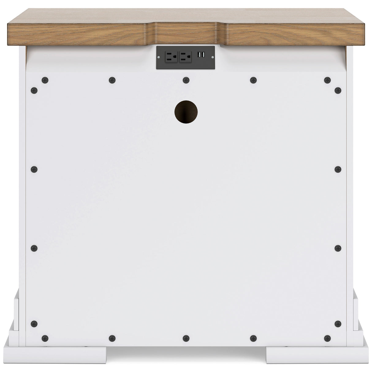 Back view of Ashbryn White 3 Drawer Nightstand