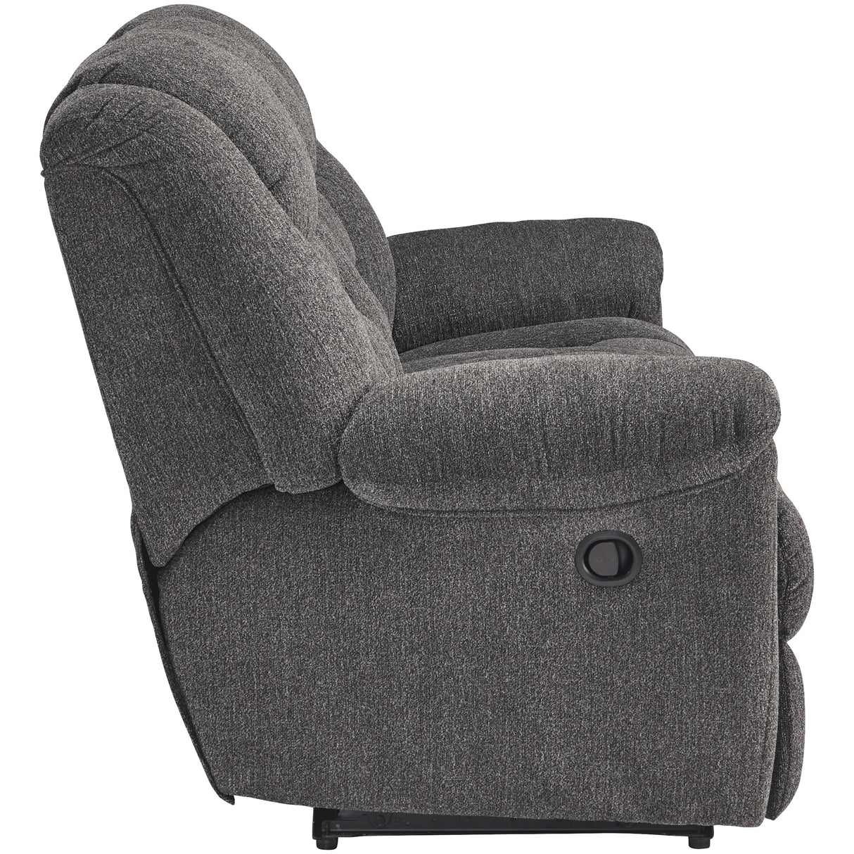 Side view of Foreside Charcoal Reclining Sofa