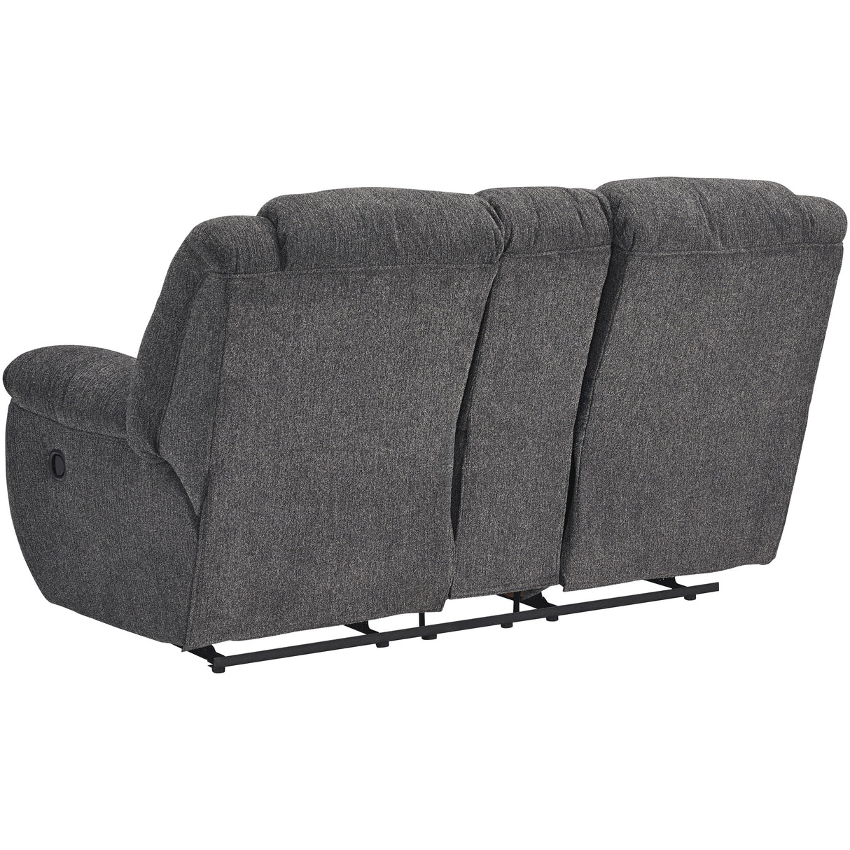 Back view of Foreside Charcoal Reclining Console Loveseat