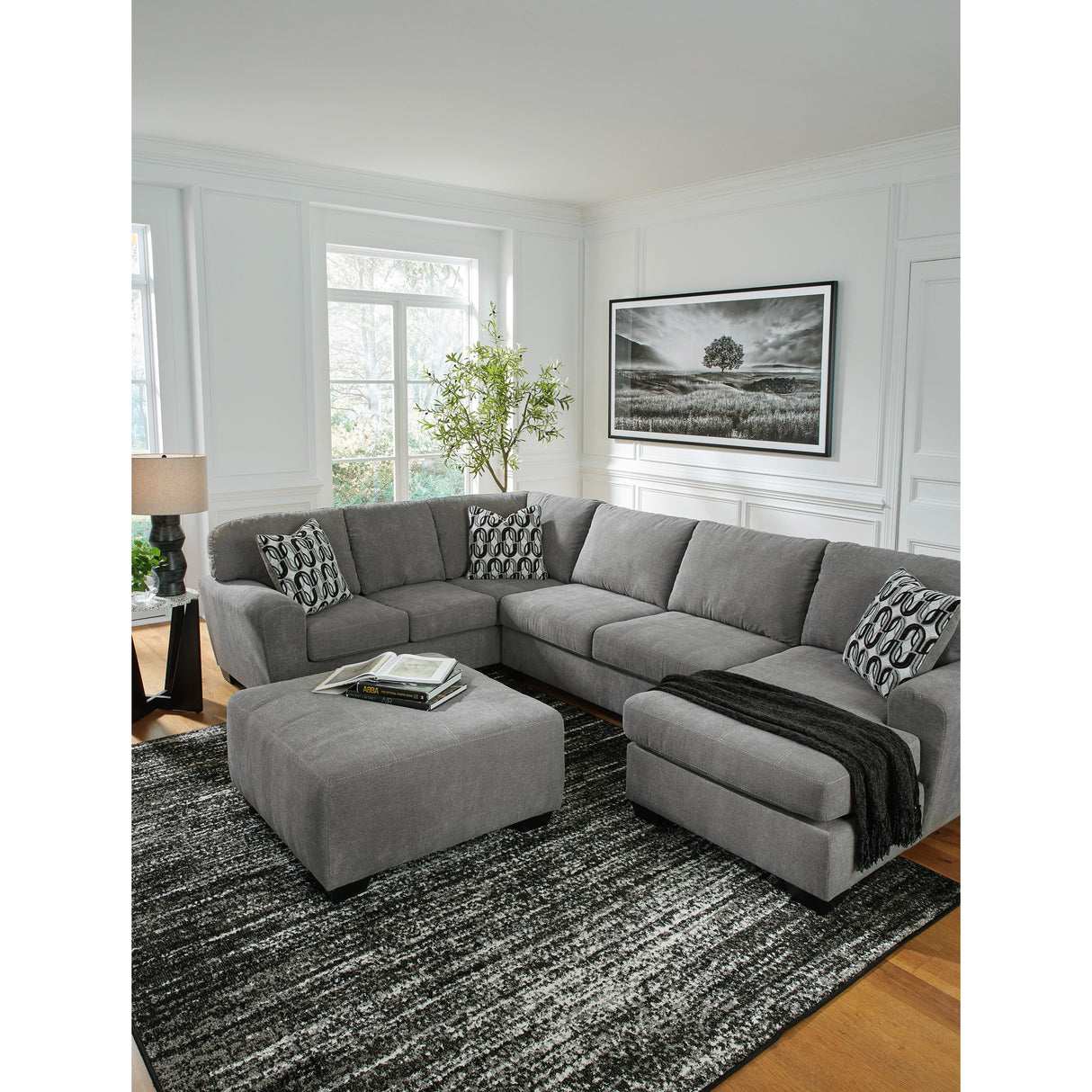 Room setting 3 featuring Birkdale Court Gray 3 Piece Right Chaise Sectional
