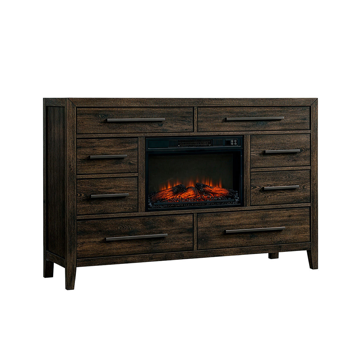 Front right view of Norwich Rustic Driftwood Oak Fireplace Chest