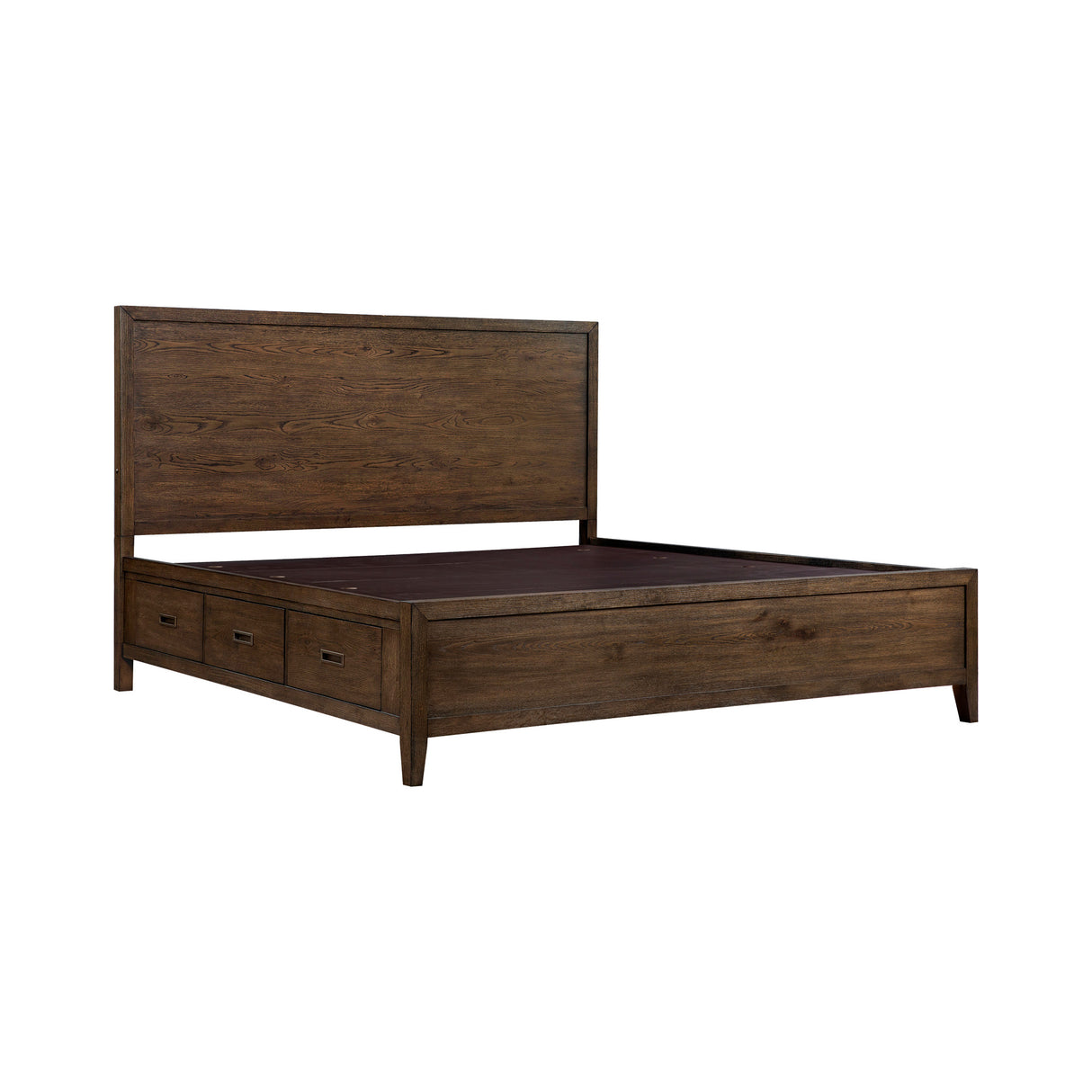 Detail view of Norwich Rustic Driftwood Oak King Storage Bed