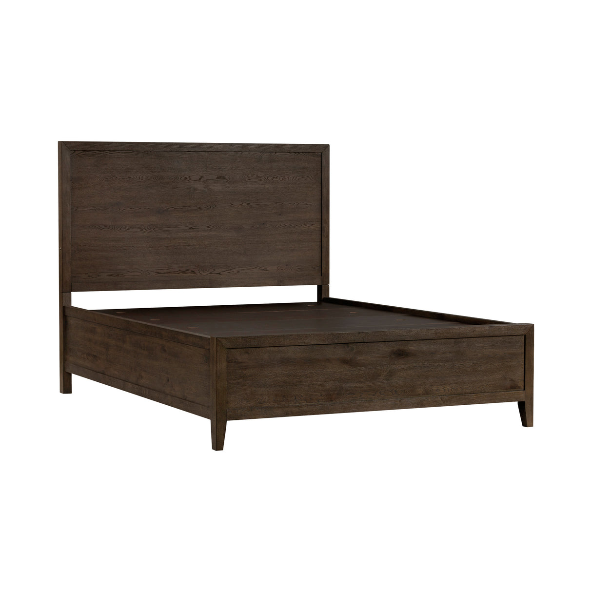 Detail view of Norwich Rustic Driftwood Oak Queen Panel Bed