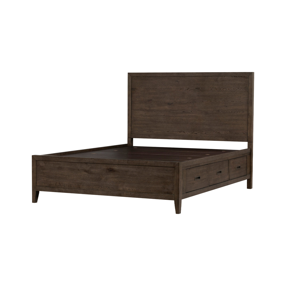 Detail view of Norwich Rustic Driftwood Oak Queen Storage Bed