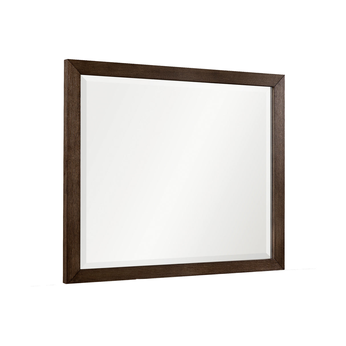 Front right view of Norwich Rustic Driftwood Oak Landscape Mirror