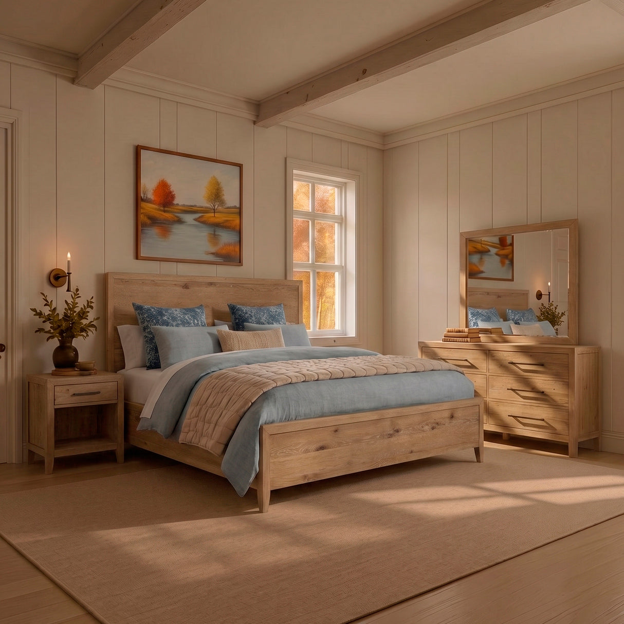 Room setting 2 featuring Norwich Rustic Antique Oak 6 Drawer Dresser