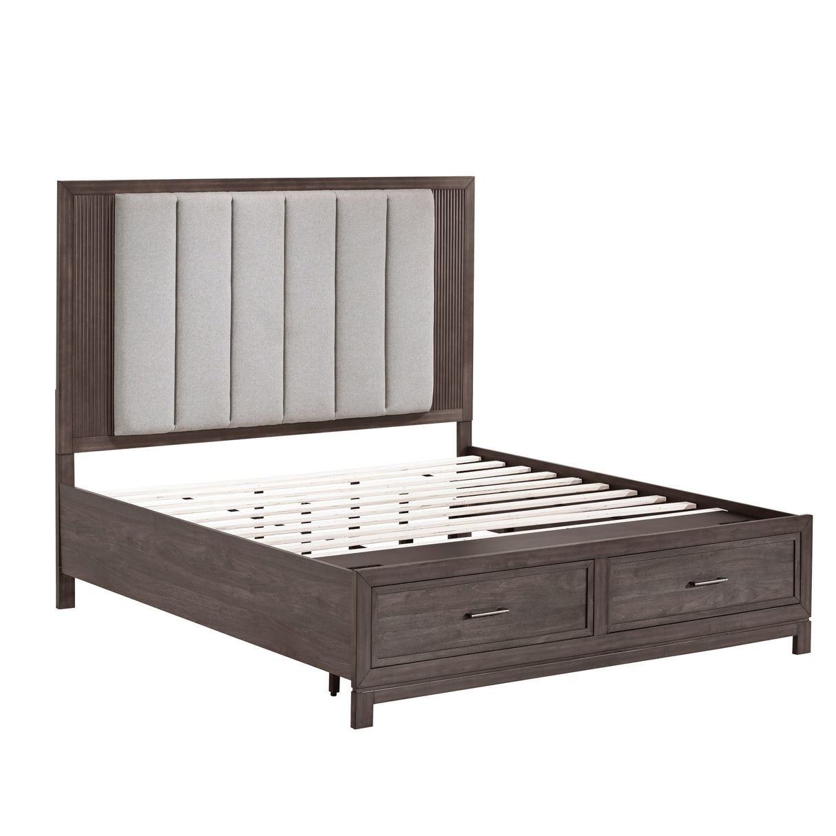 Front right view of Modern Edge Caffe King Upholstered Storage Bed