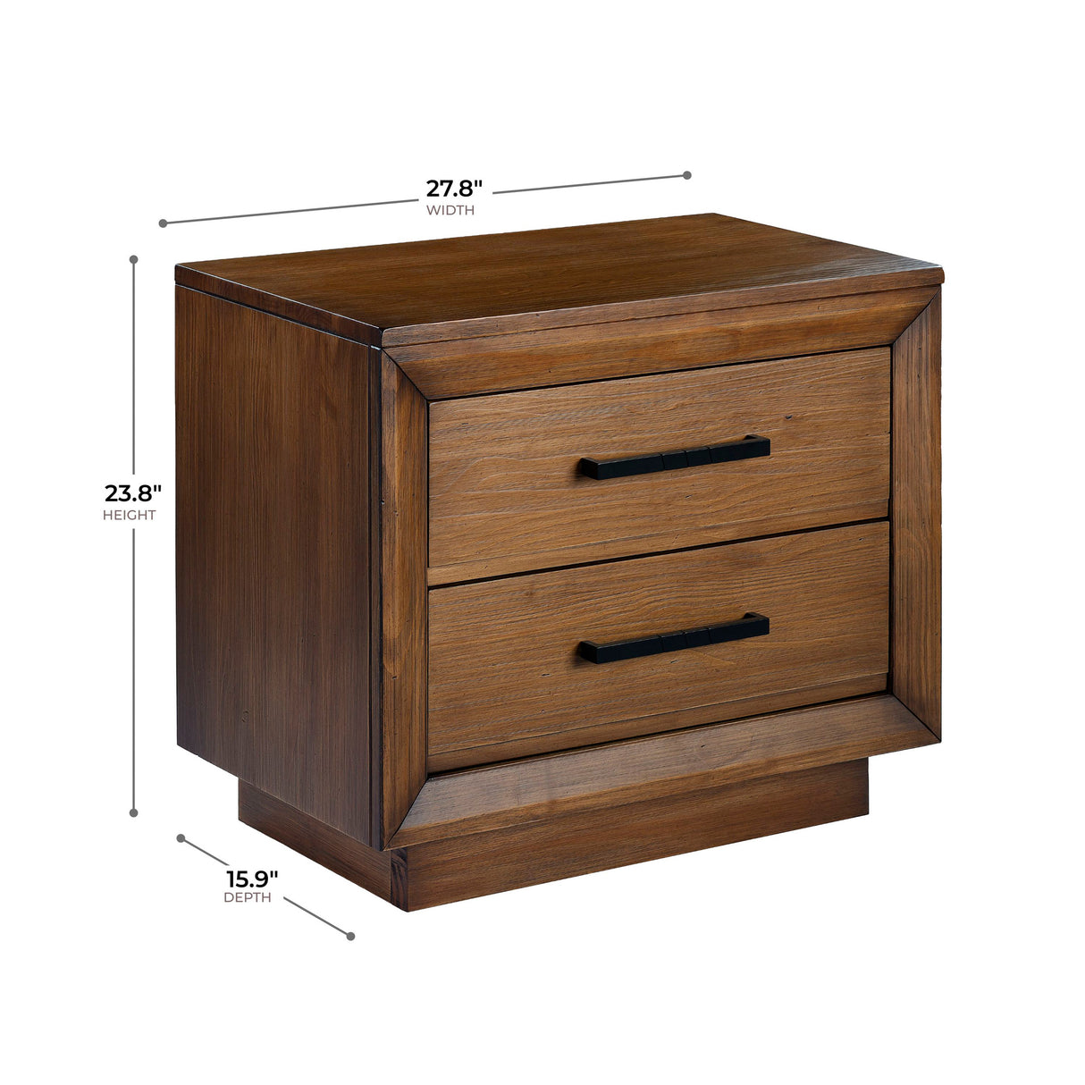 Detail image of Black Diamond Casual Honey Nightstand with overlay of product dimensions