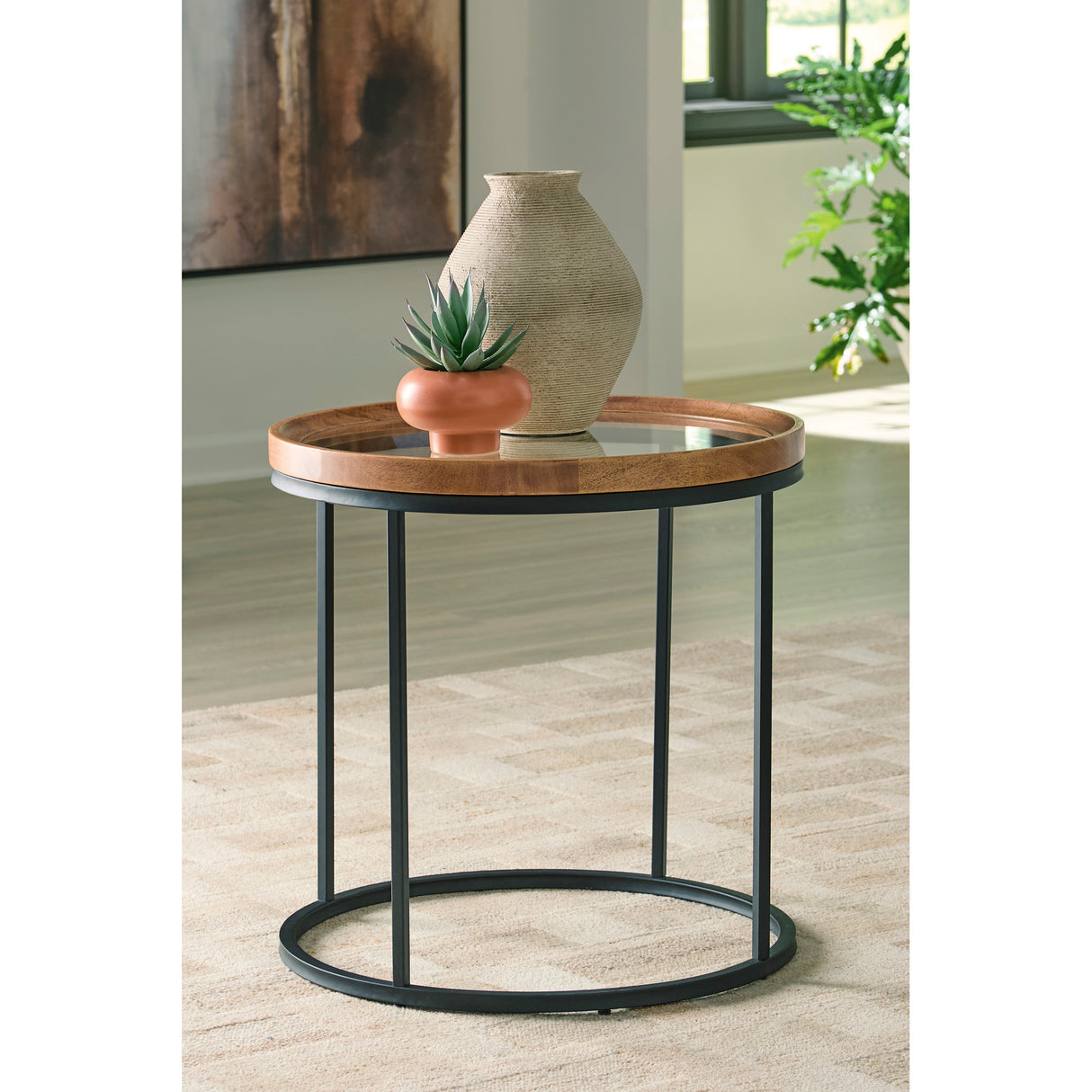 A room setting featuring Noraluna Brown End Table