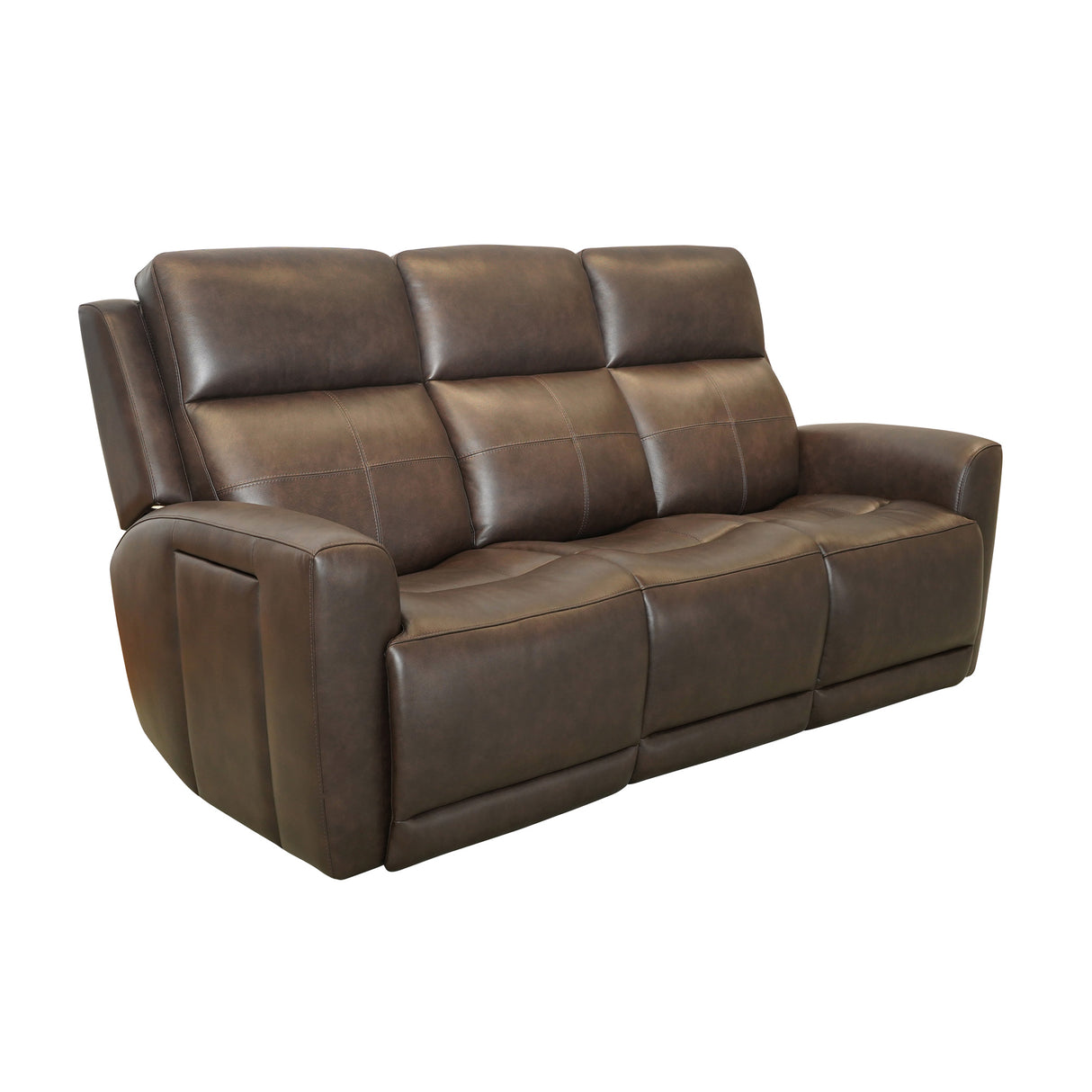 Front right view of Everest Rustic Brown Power Reclining Sofa
