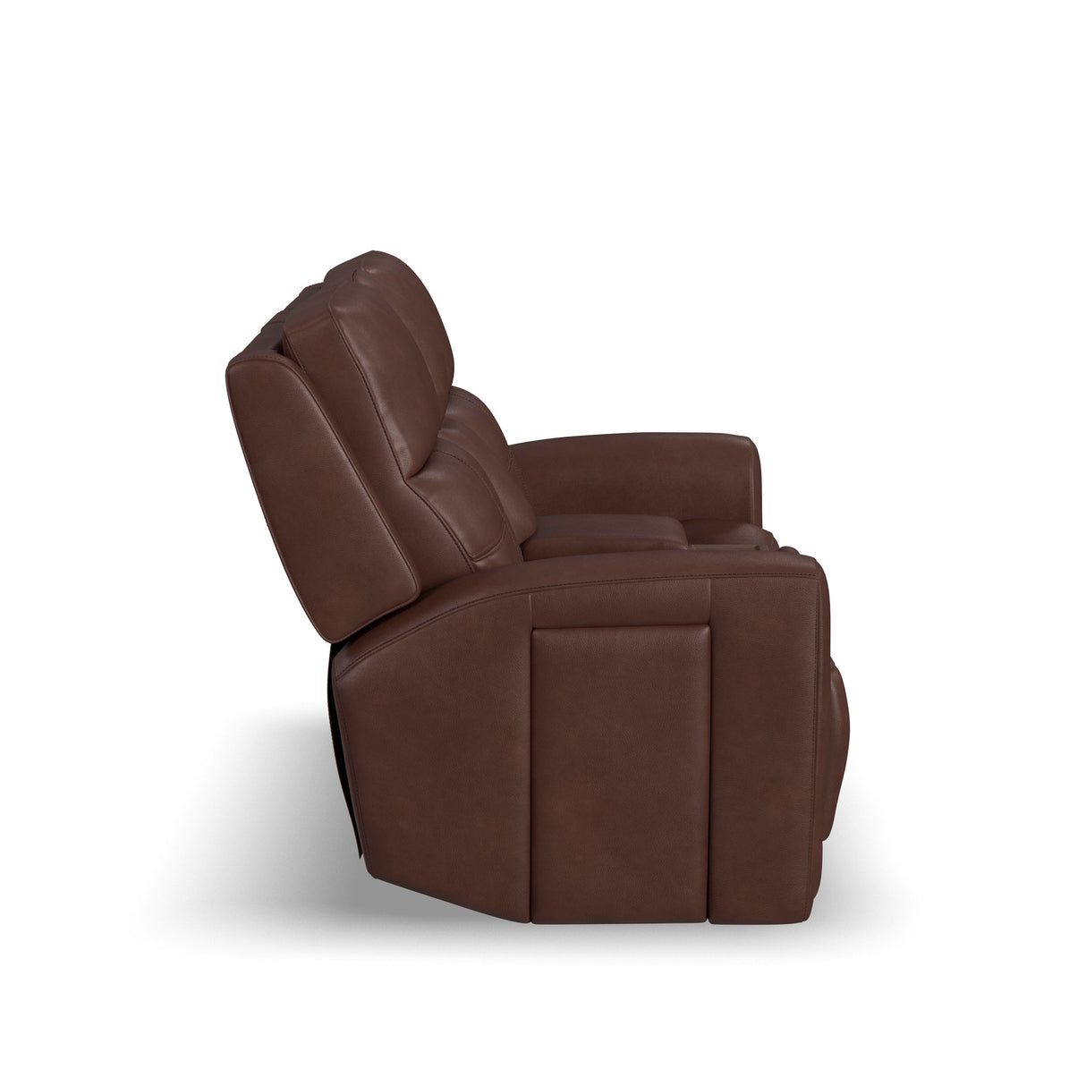 Side view of Everest Rustic Brown Power Reclining Console Loveseat