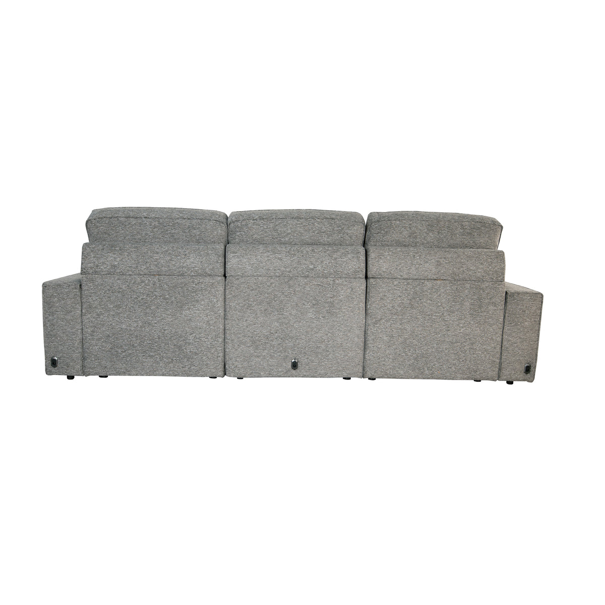Back view of Duncan Smoke 3 Piece Power Slider Chaise Sleeper Sofa