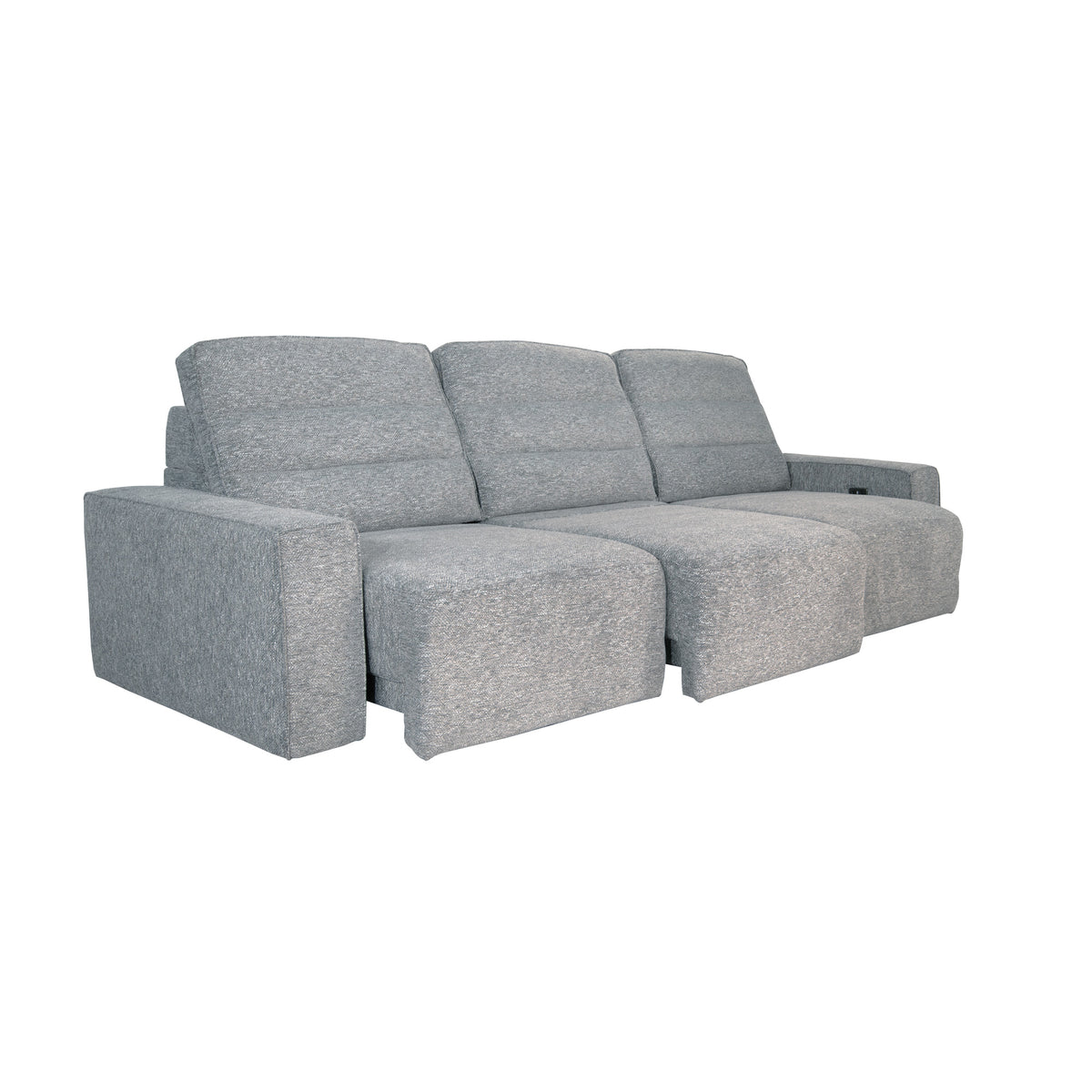 Extended view 2 of Duncan Smoke 3 Piece Power Slider Chaise Sleeper Sofa