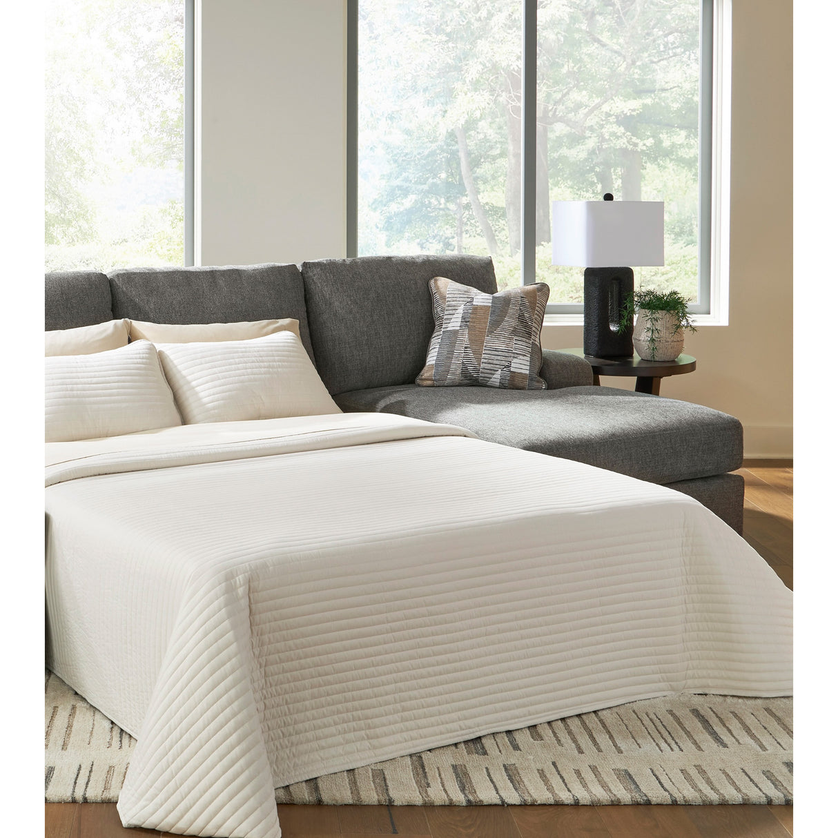Detail view of Full Greystone Seyler Lane 3 Piece Right Chaise Sleeper Sectional