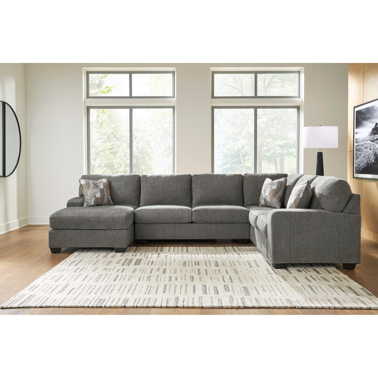 A room setting featuring Greystone Seyler Lane 3 Piece Left Chaise Sectional
