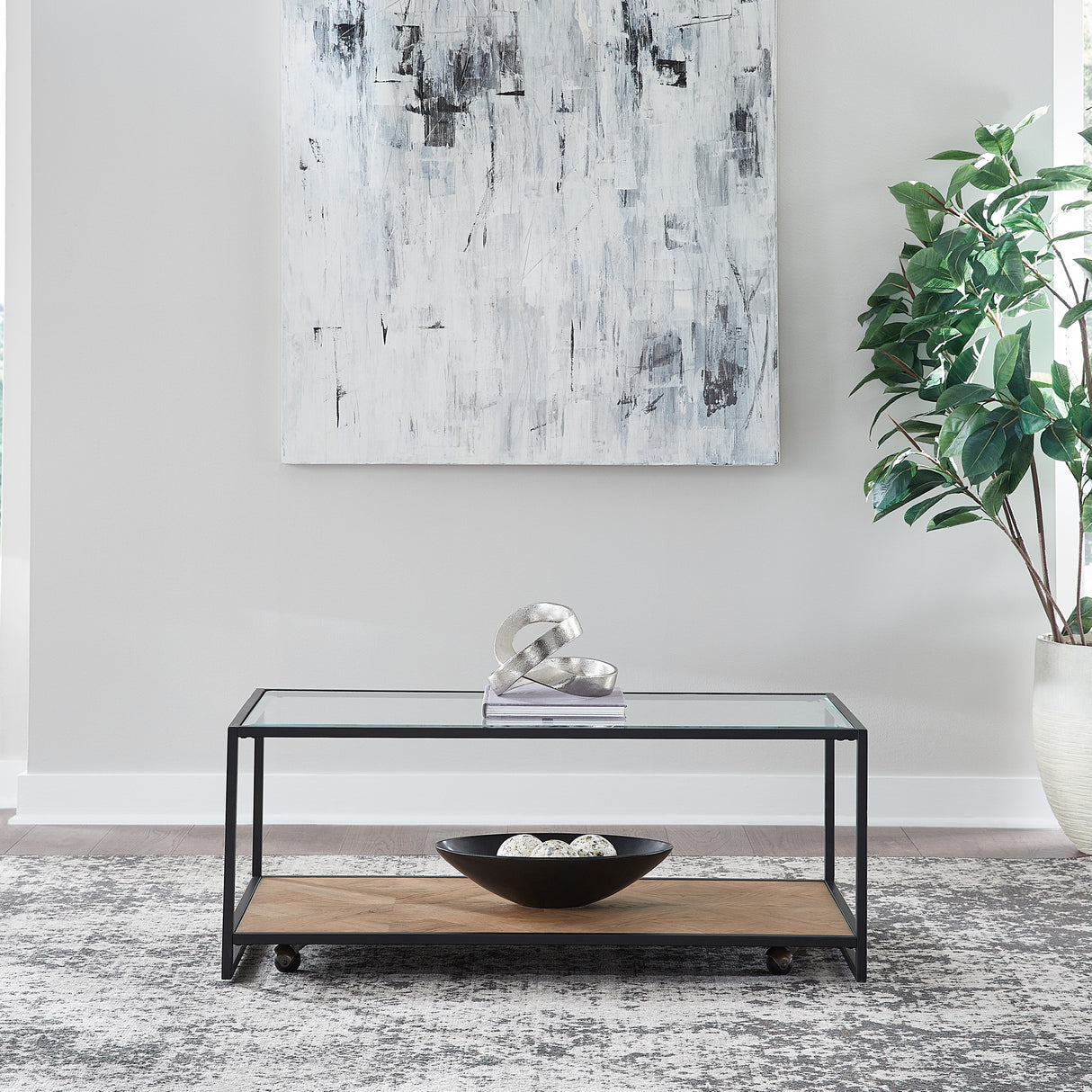 A room setting featuring Bedford Weathered Oak Coffee Table