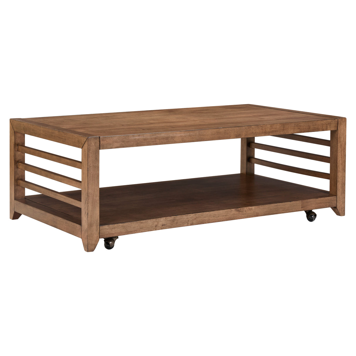 Front right view of Shaker Lakes Harvest Brown Coffee Table