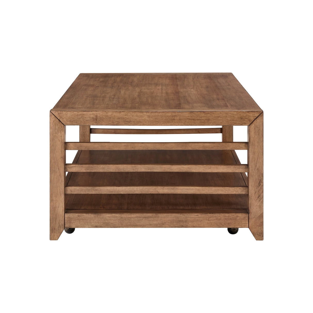 Side view of Shaker Lakes Harvest Brown Coffee Table