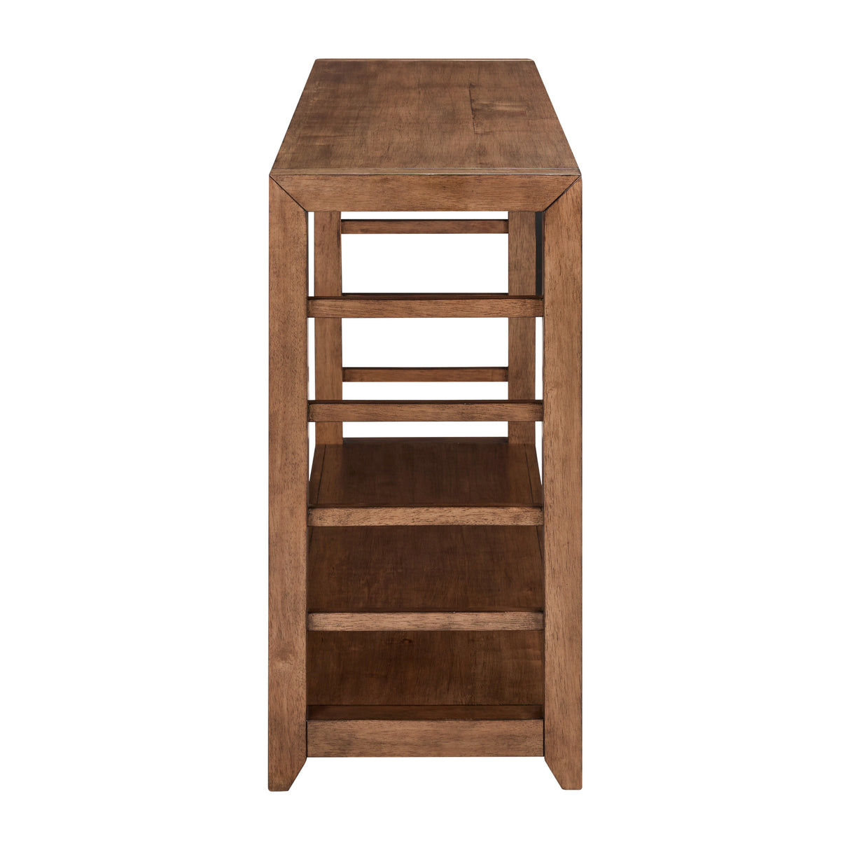 Side view of Shaker Lakes Harvest Brown Sofa Table