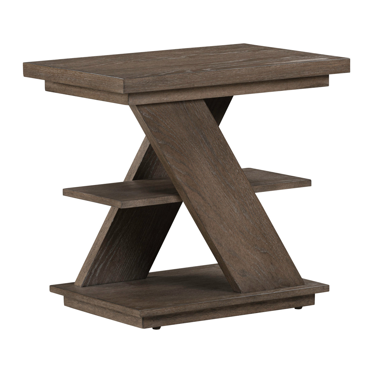 Front right view of Aspen Sky Saddle Brown Chairside Table