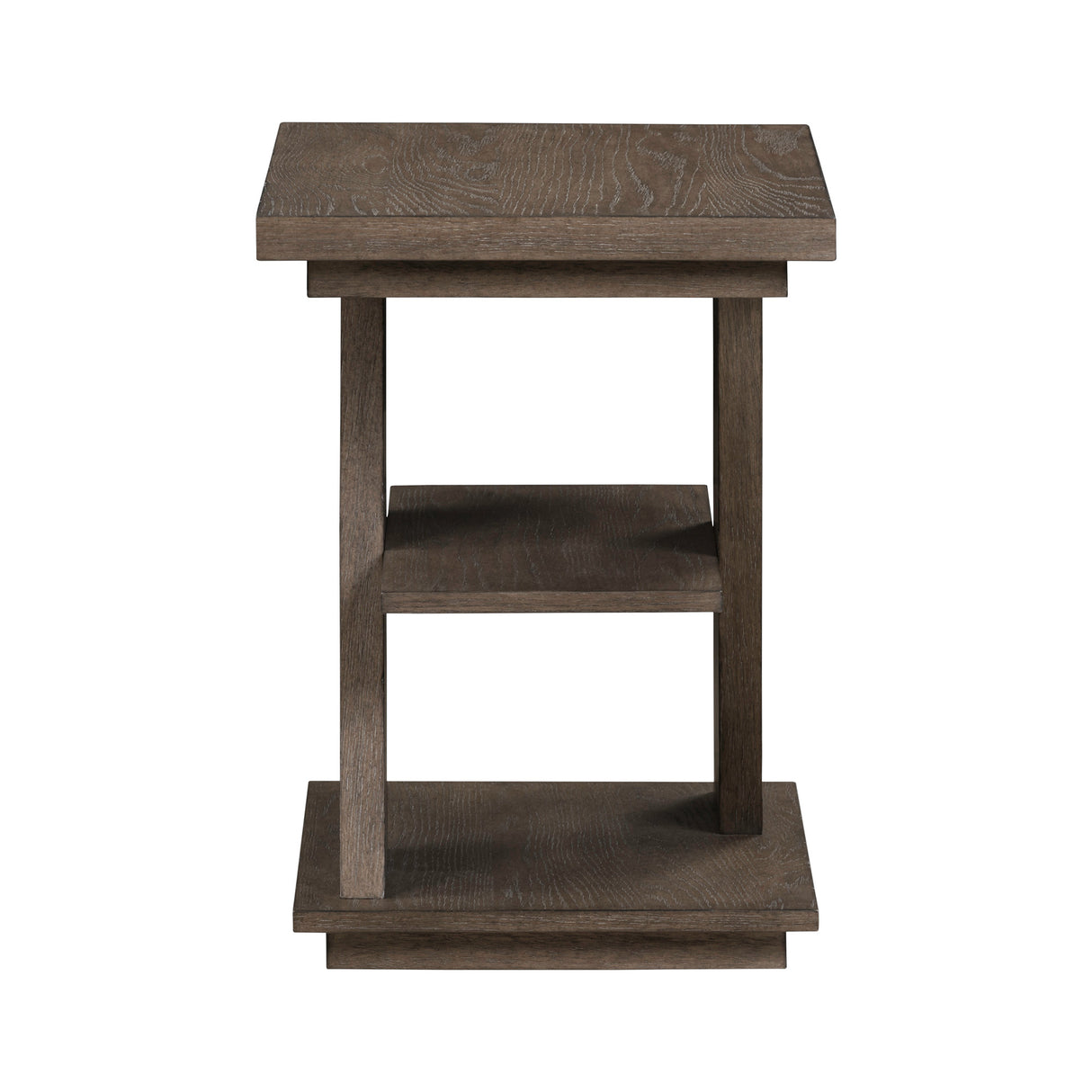 Side view of Aspen Sky Saddle Brown Chairside Table