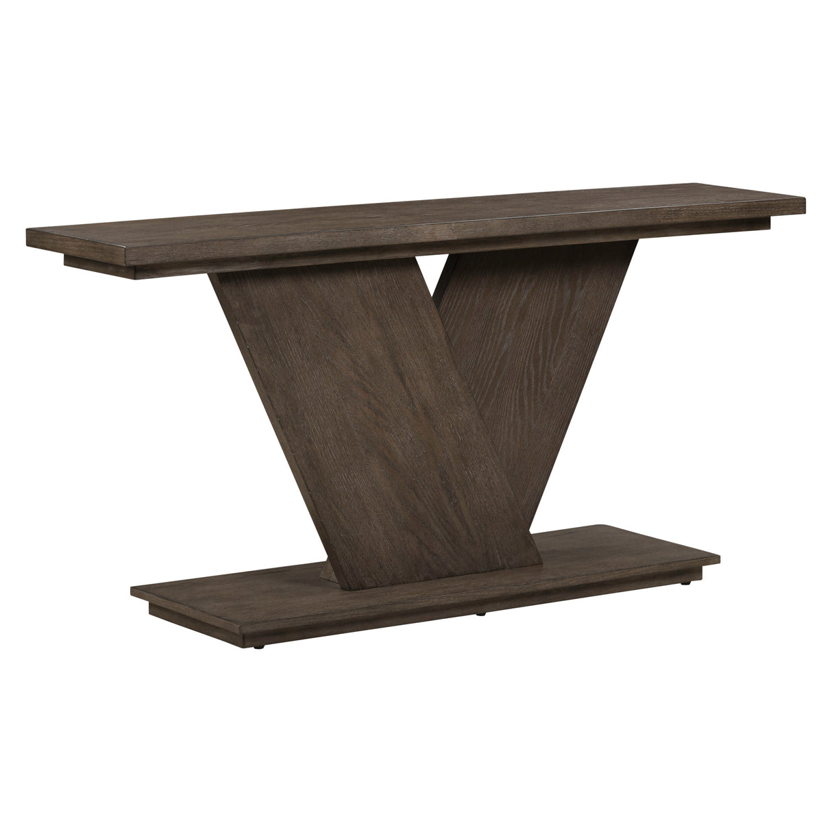Front right view of Aspen Sky Saddle Brown Sofa Table