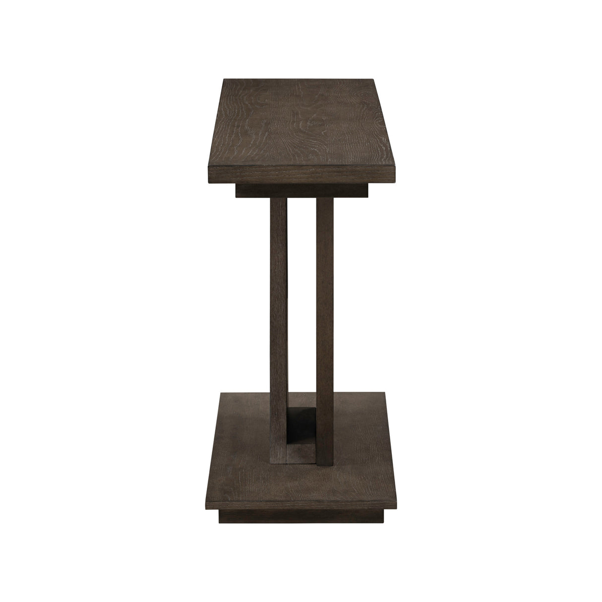 Side view of Aspen Sky Saddle Brown Sofa Table