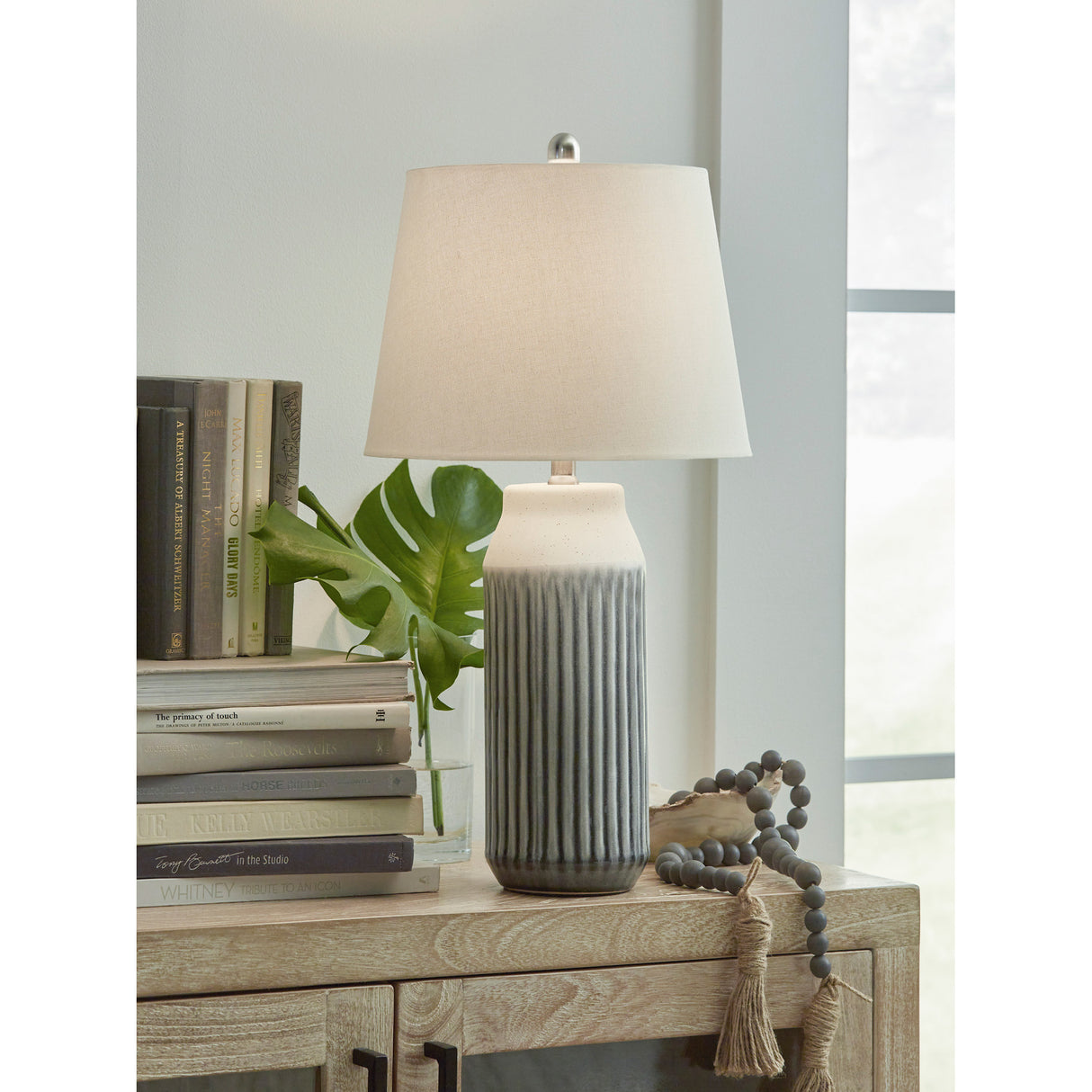 A room setting featuring Afener Blue Set of 2 Table Lamps