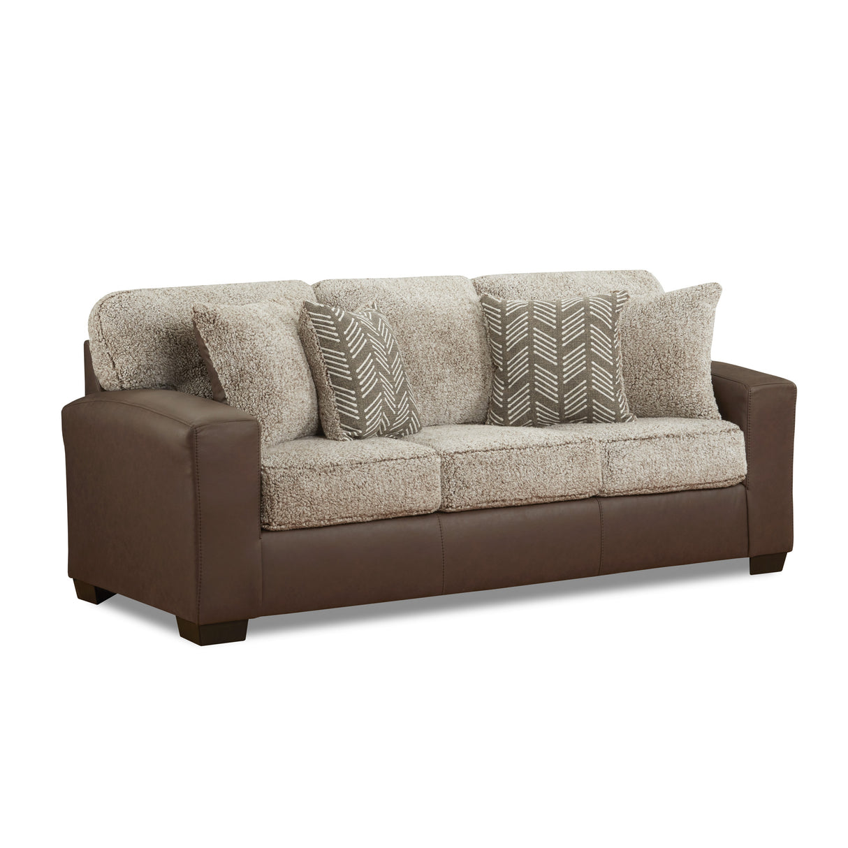 Front right view of Queen Shearling Mocha Saddlebrook Sleeper