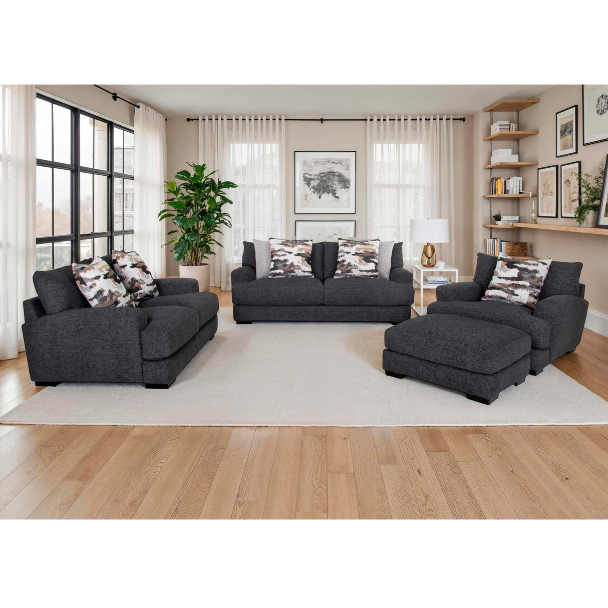 Room setting 3 featuring Wake Slate Oversized Chair